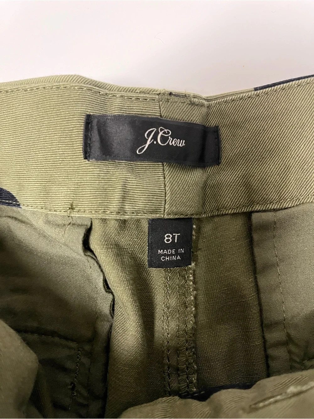 J. Crew Olive Green with black polka dots 8T chinos 100% cotton pants